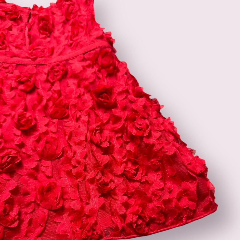 Toddler Girl Baby Gap Red Rosette Tank Dress Holiday Formal Size 12-18 Months - Picture 11 of 13